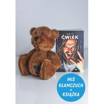 Zdjęcie zestawu książka Kłamca 2. Bóg marnotrawny oraz pluszowy Miś Kłamczuch