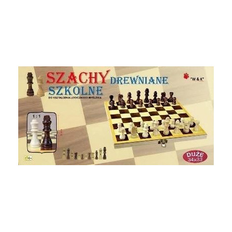 Szachy szkolne drewniane 34x33cm