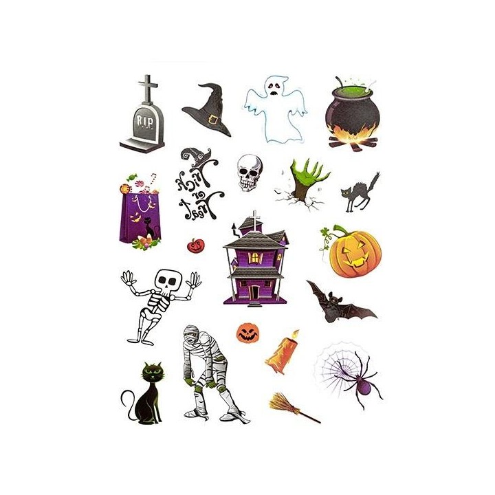 Tatuaże zmywalne Halloween 23szt kolorowe