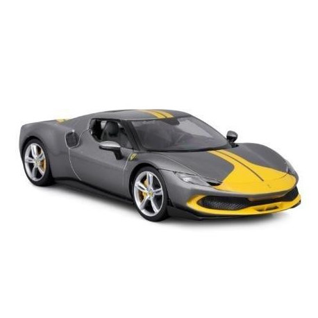 Ferrari 296 GTB Assetto Grey/Yellow 1:18 BBURAGO