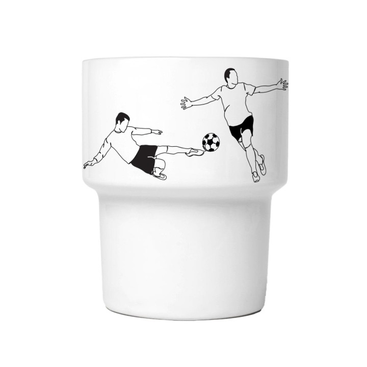 Kubek z porcelany piłkarski bez ucha (300 ml) piłkarze w ataku
