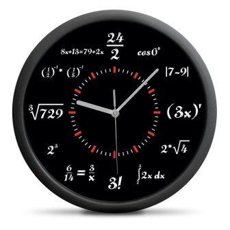 Zegar ścienny z działaniami matematycznymi