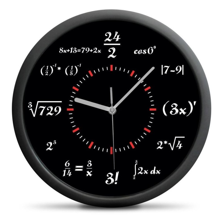 Zegar ścienny z działaniami matematycznymi