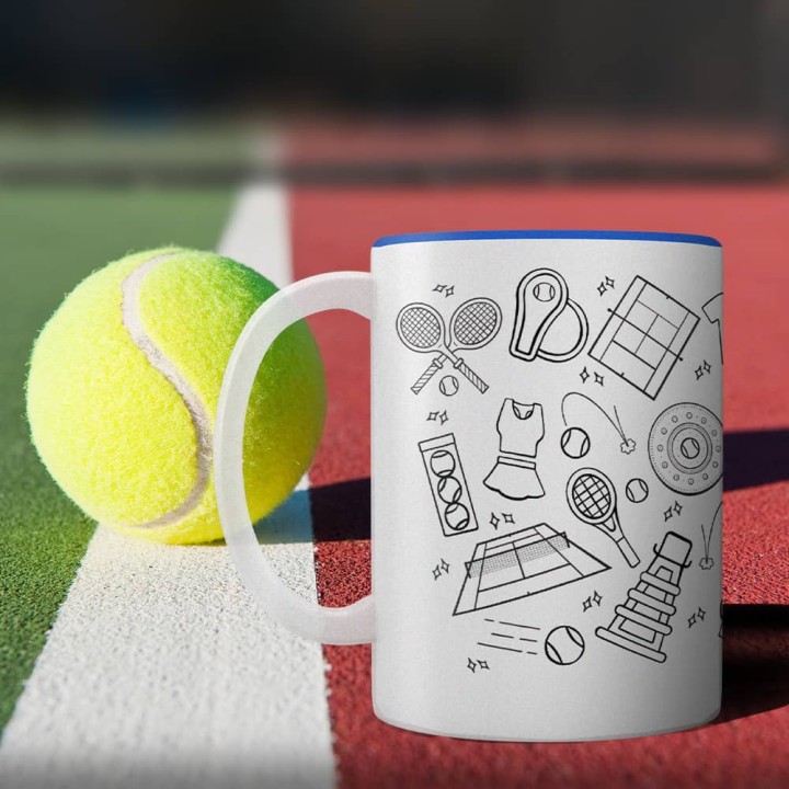 Kubek tenisowy duży (400 ml) z dużym uchem dla fanów tenis