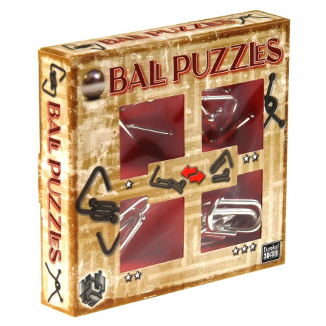 Łamigłówki metalowe 4 szt Ball Puzzles czerwony G3