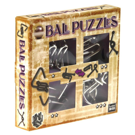 Łamigłówki metalowe 4 szt Ball Puzzles fiolet G3