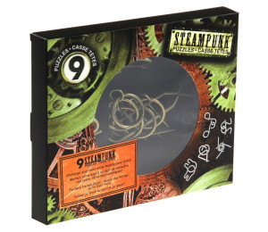 Łamigłówki metalowe 9 szt Steampunk czerwony G3