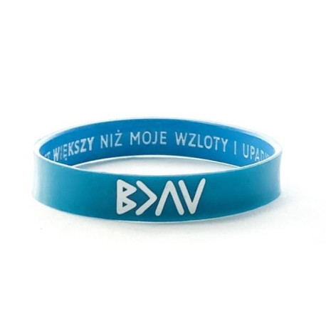 Opaska silikonowa - Bóg jest większy - turkus