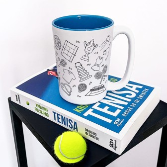 Kubek tenisowy duży (400 ml) z dużym uchem dla fanów tenis
