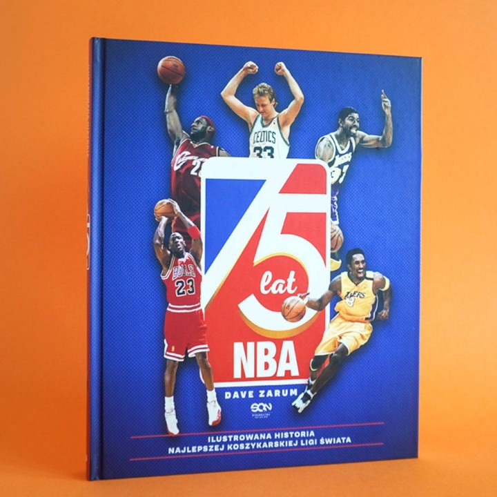 Okładka książki 75 lat NBA. Ilustrowana historia najlepszej koszykarskiej ligi świata w księgarni Labotiga