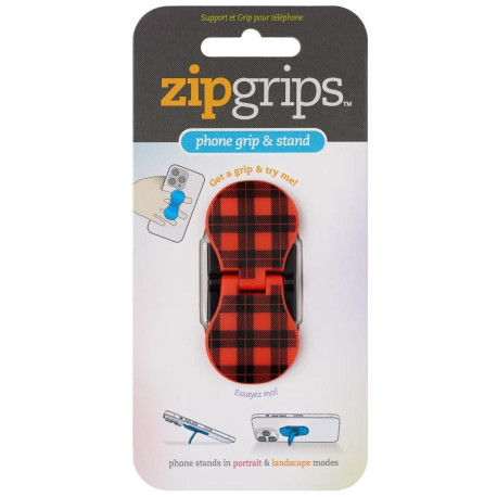 ZipGrip uchwyt na palce do telefonu Czerwona krat