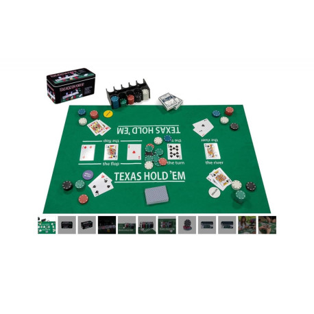 Zestaw do pokera 200 żetonów z matą i kartami