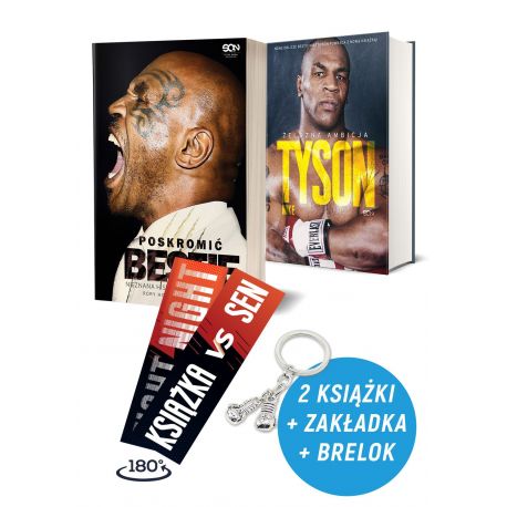 Zdjęcie pakietu Poskromić bestię. Nieznana historia Mike&#039;a Tysona + Tyson. Żelazna ambicja + Zakładka + Brelok w księgarni Labot