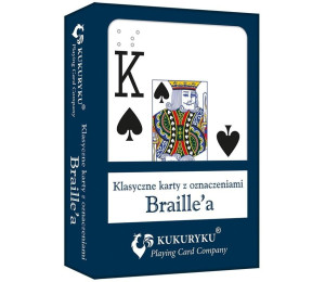 Karty do gry niebieskie ze znakami Braille'a