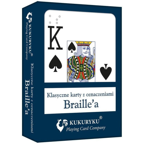 Karty do gry niebieskie ze znakami Braille&#039;a