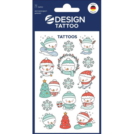 Tatuaże bożonarodzeniowe dla dzieci - bałwanki