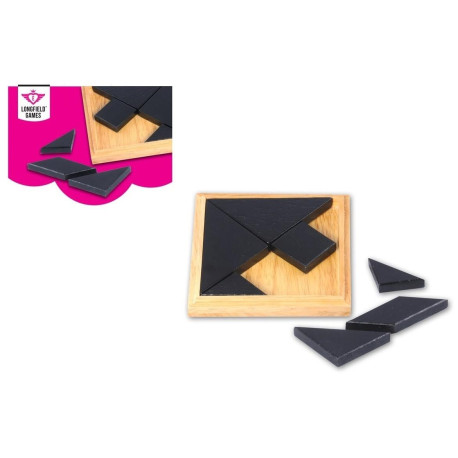 Tangram z naturalnego drewna w pudełku