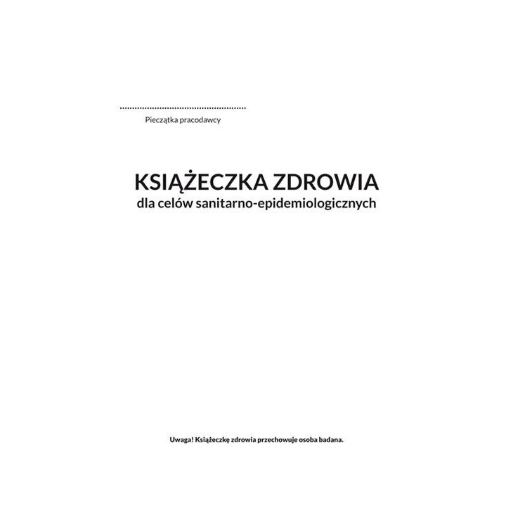 Książeczka zdrowia do celów sanitarno-epidemiologi