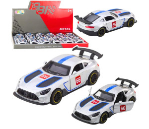 Wyścigówka metalowa napęd otwierane drzwi srebrny