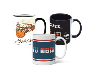 Zestaw kubków koszykarskich:  Hej, hej tu NBA + rysunkowy NBA Basketball + W wolnym czasie koszykówka (3x kubek)