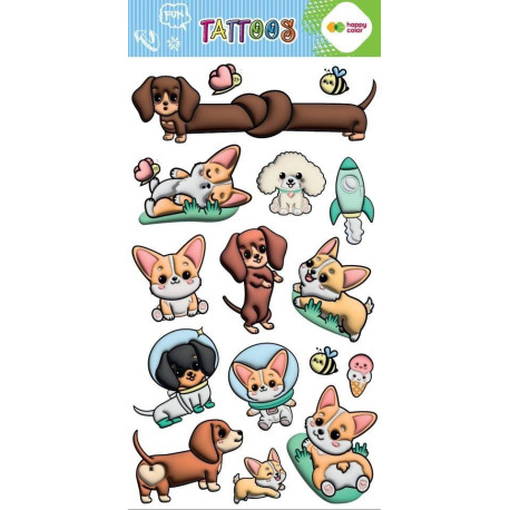 Tatuaże zmywalne Corgi Team HAPPY COLOR