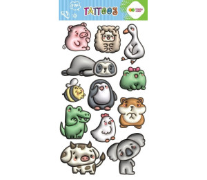 Tatuaże zmywalne Bubble Animals HAPPY COLOR