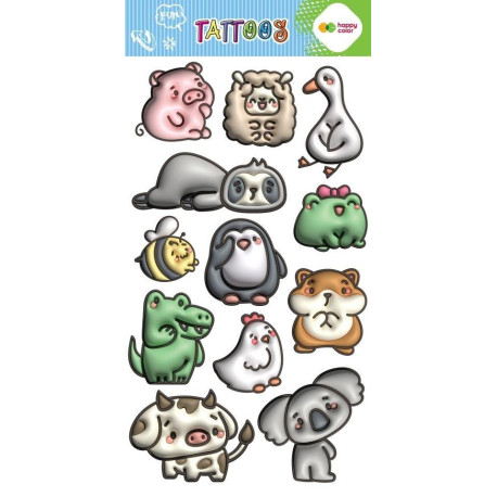 Tatuaże zmywalne Bubble Animals HAPPY COLOR