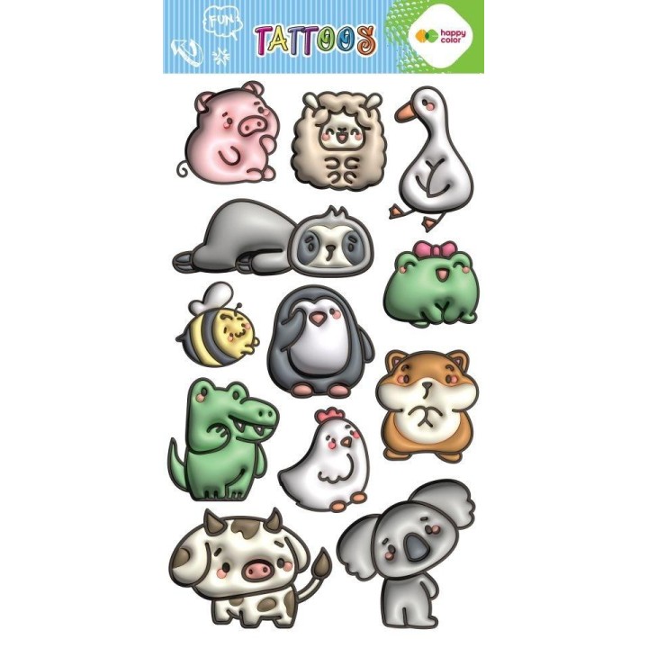 Tatuaże zmywalne Bubble Animals HAPPY COLOR