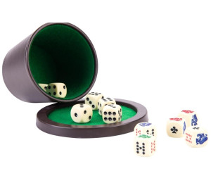Zestaw do gry w kości kubek, tacka, kości