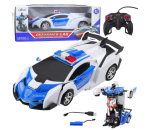 Auto robot 2W1 radiowóz policyjny R/C 1:18