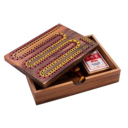 Cribbage w drewnianym pudełku z kartami