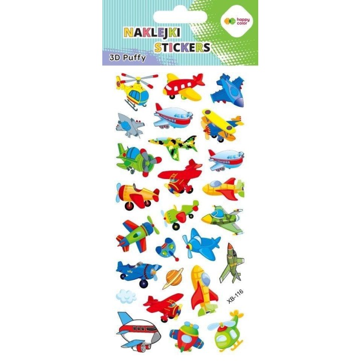 Naklejki 3D Puffy Funny Aircraft HAPPY COLOR