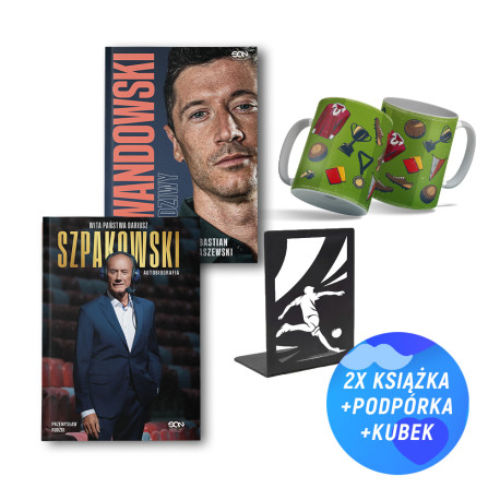 Wita państwa Dariusz Szpakowski (miękka oprawa) + Lewandowski (2x książka + kubek retro + podpórka na ksiażki)