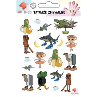 Tatuaże zmywalne dla dzieci Brainrot Cappuccina...