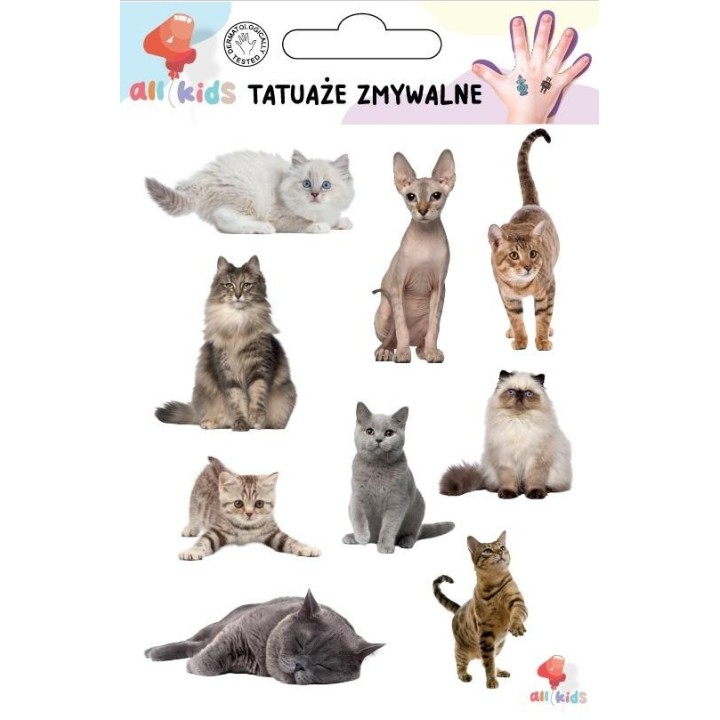 Tatuaże zmywalne dla dzieci Koty i kotki