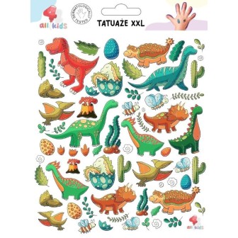 Tatuaże zmywalne dla dzieci Dinozaury XXL