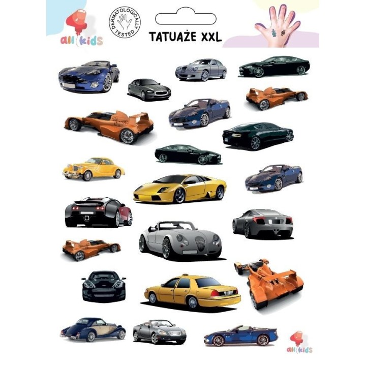 Tatuaże zmywalne dla dzieci Auta samochody XXL