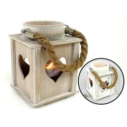 Lampion na tealight drewniany 12x16x12cm MIX