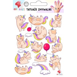 Tatuaże zmywalne dla dzieci Kotki jednorożce