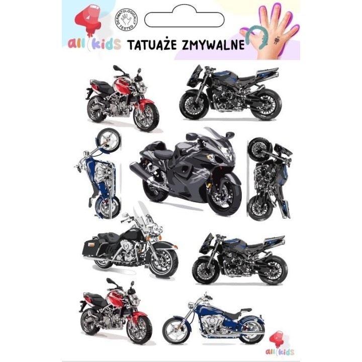 Tatuaże zmywalne dla dzieci Ścigacze motory