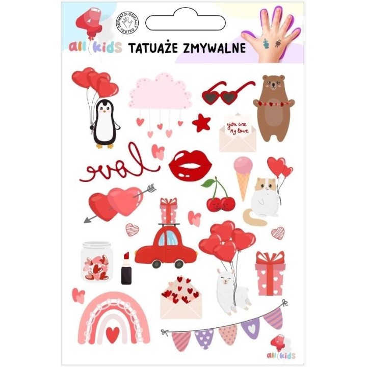 Tatuaże zmywalne dla dzieci Walentynki 2