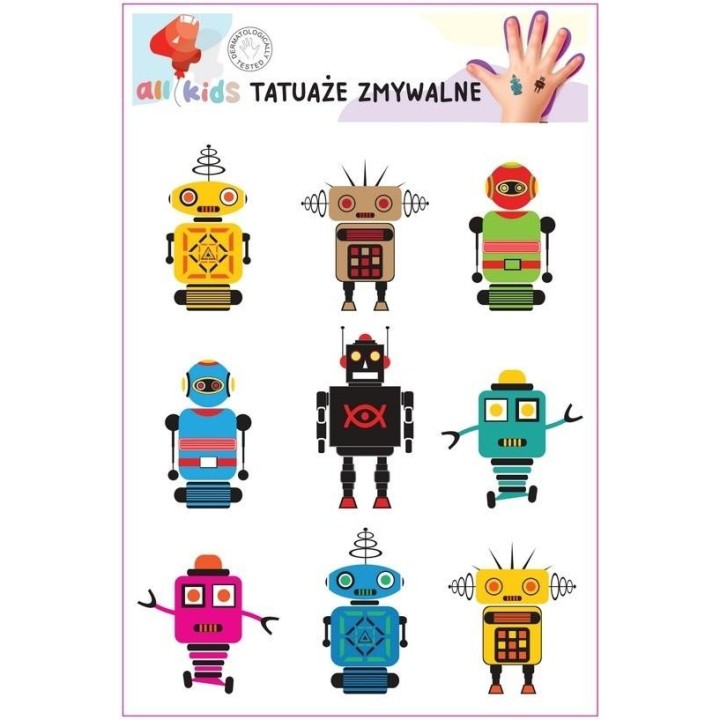 Tatuaże zmywalne dla dzieci Roboty