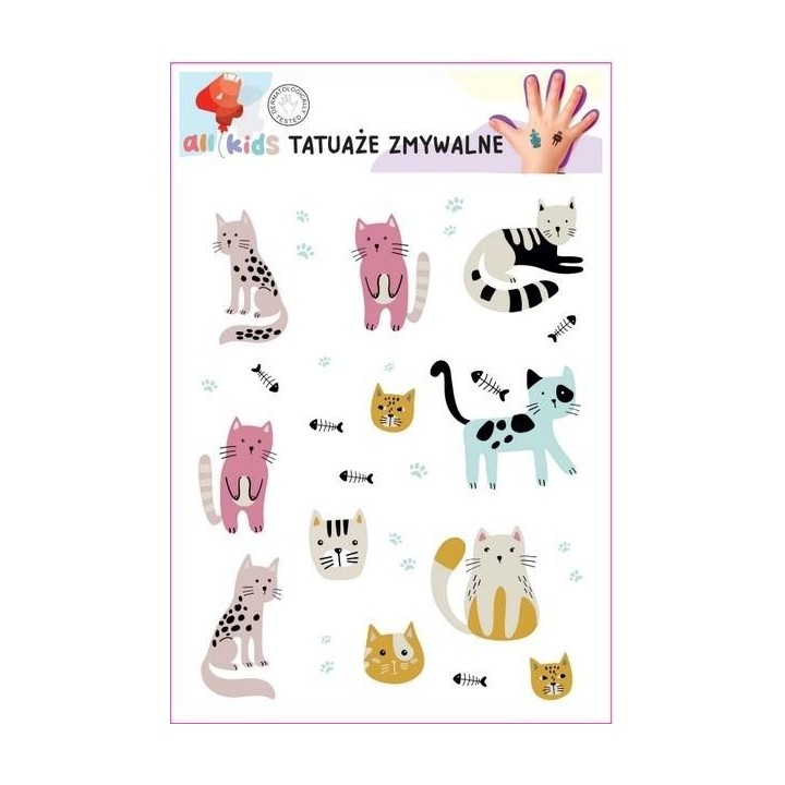 Tatuaże zmywalne dla dzieci Kotki 2