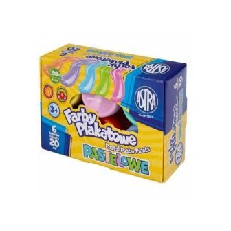 Farby plakatowe pastelowe 6 kolorów 20ml ASTRA