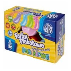 Farby plakatowe pastelowe 6 kolorów 20ml ASTRA