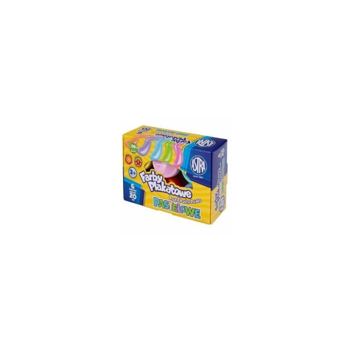 Farby plakatowe pastelowe 6 kolorów 20ml ASTRA