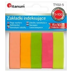 Zakładki indeksujące fluo 15x50mm 5x100 kartek