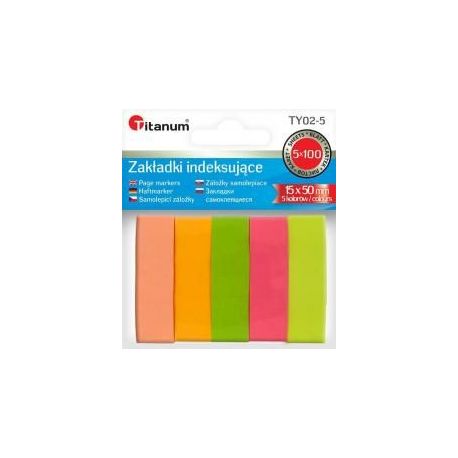 Zakładki indeksujące fluo 15x50mm 5x100 kartek