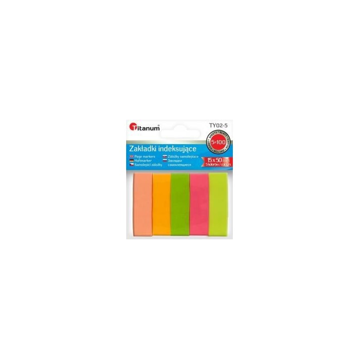 Zakładki indeksujące fluo 15x50mm 5x100 kartek