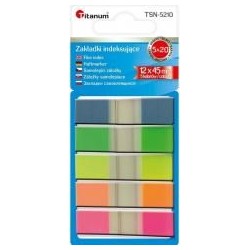 Zakładki indeksujące fluo 12x45mm 5x20 kartek